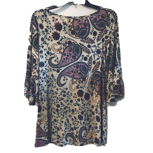 LTX Sportswear - Women's ( XL ) Paisley Print, Bell Sleeves A-line Tunic Blouse