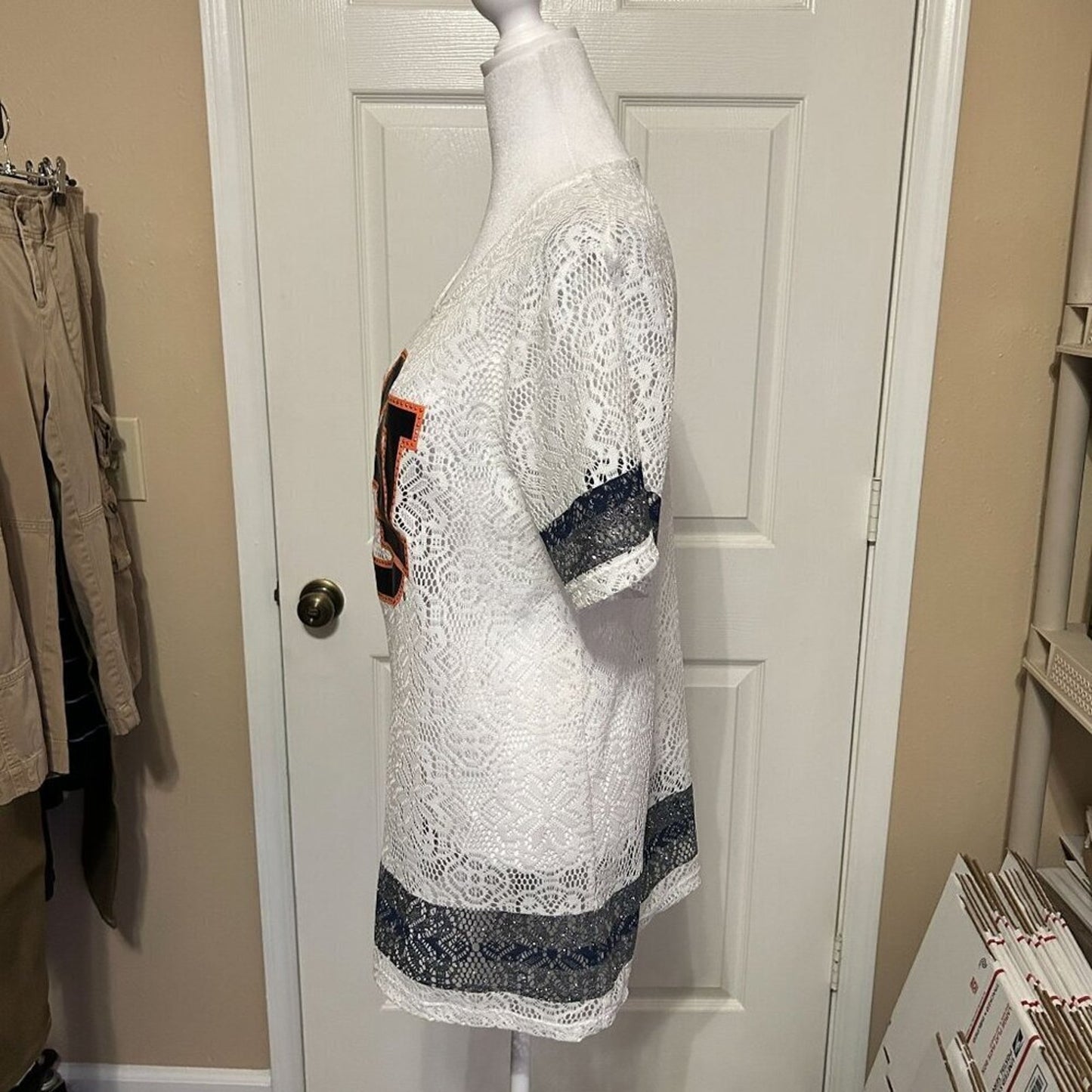 Auburn University Gameday Couture Sheer Lace Women's Shirt Crochet Size M #H1550