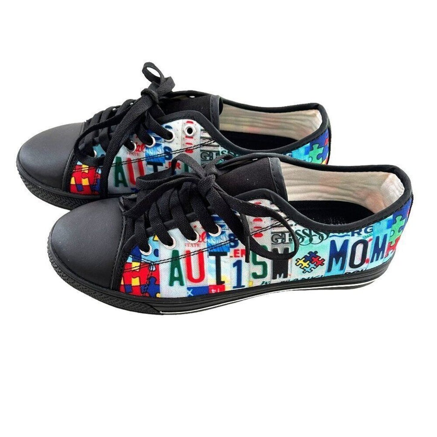 Autism Mom Custom Shoes Women's Size 8 License Plate Graphic Multi-Color #CR