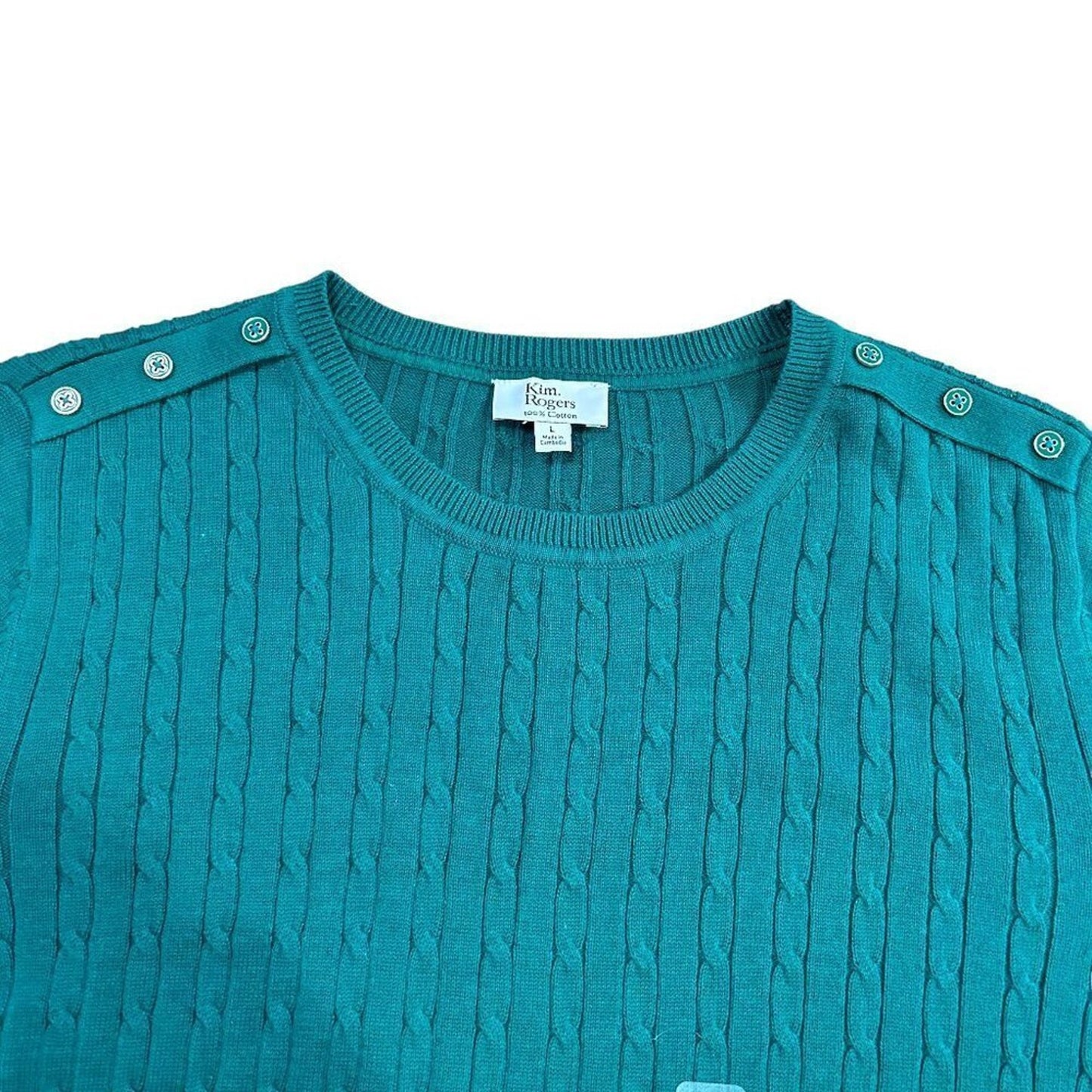 Kim Rogers Women's Light Sweater Pullover, SZ. ( L ) Cotton  Forest Green #L1346