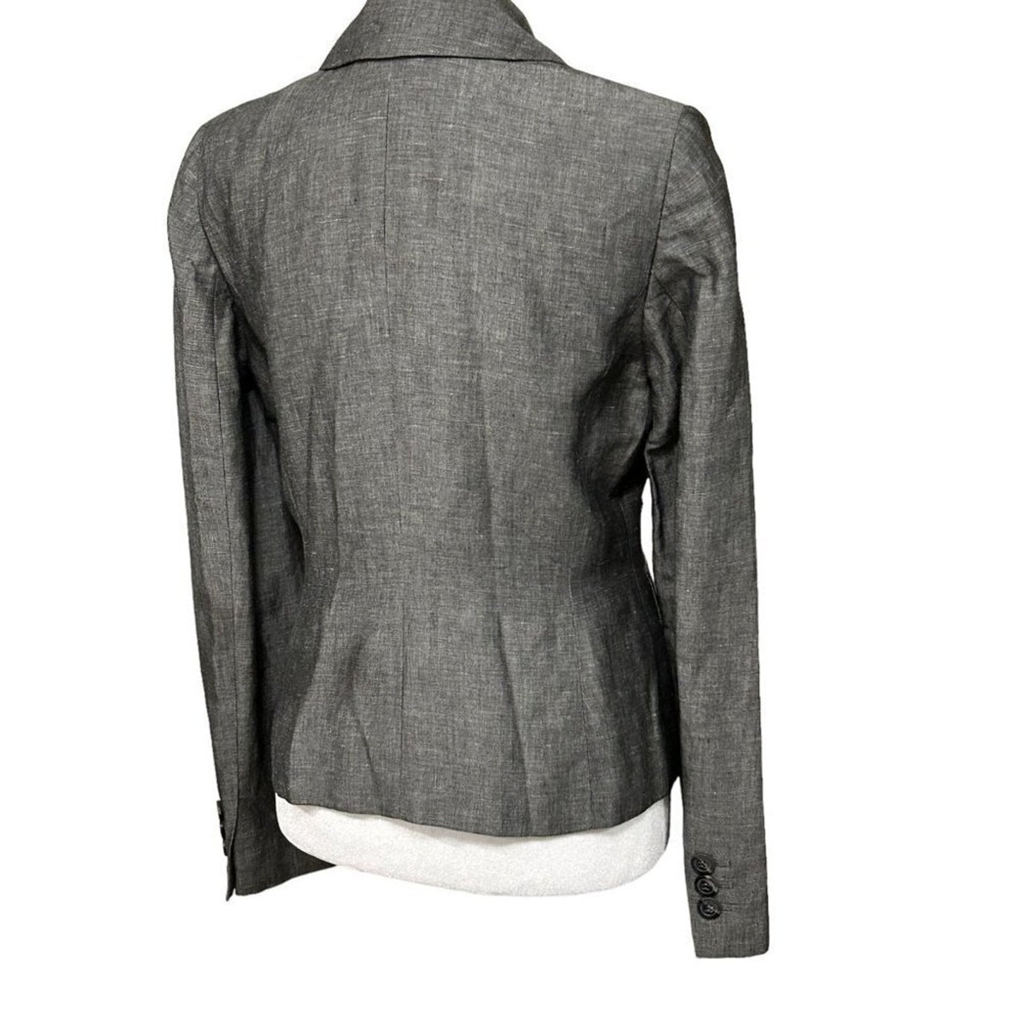 Ann Taylor LOFT - Womens Blazer Size 2 Linen Blend Gray, Button Front Classic #B