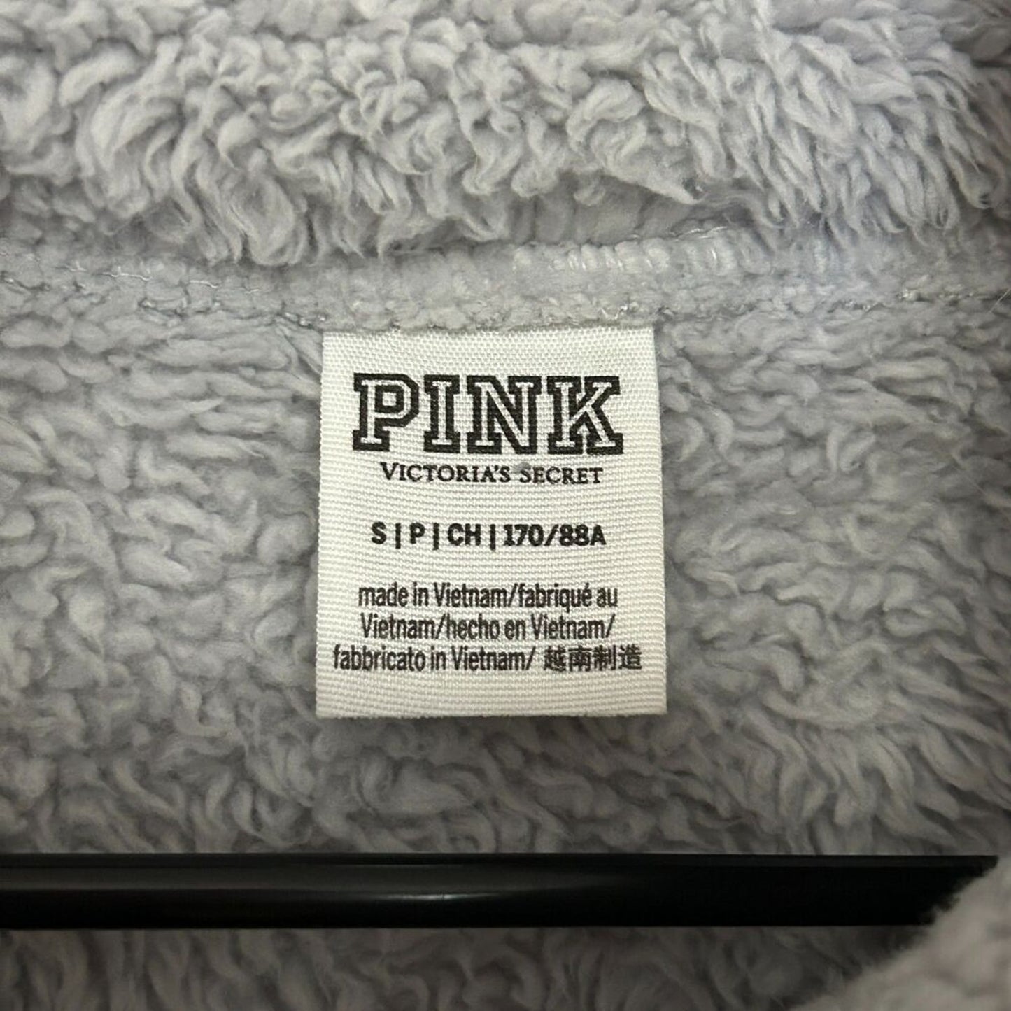 Pink Victoria's Secret Size S, Teddy Full Zip Jacket Grey with Black Trim #H006