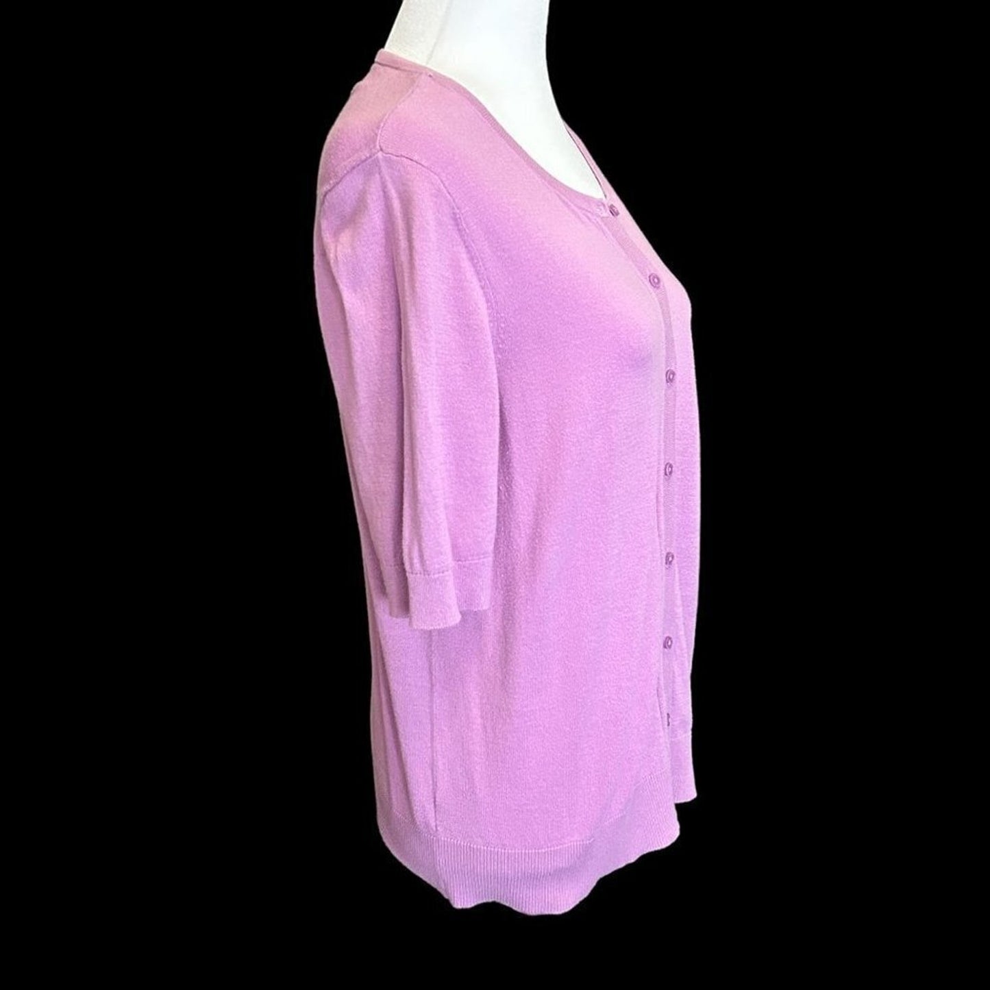 Loft Women's Sweater Top, Size L, Purple, Button up, Sht Sleeve #B1466