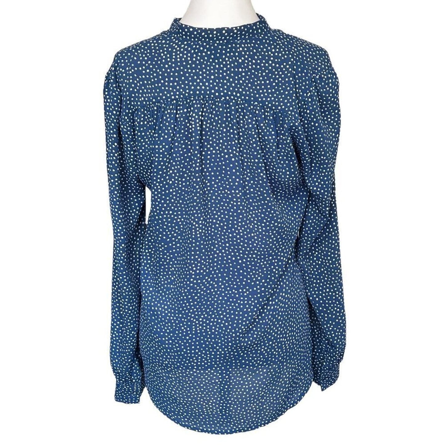 Lulus On The Spot Polka Dot Blue White Women's Blouse Size S #H1499