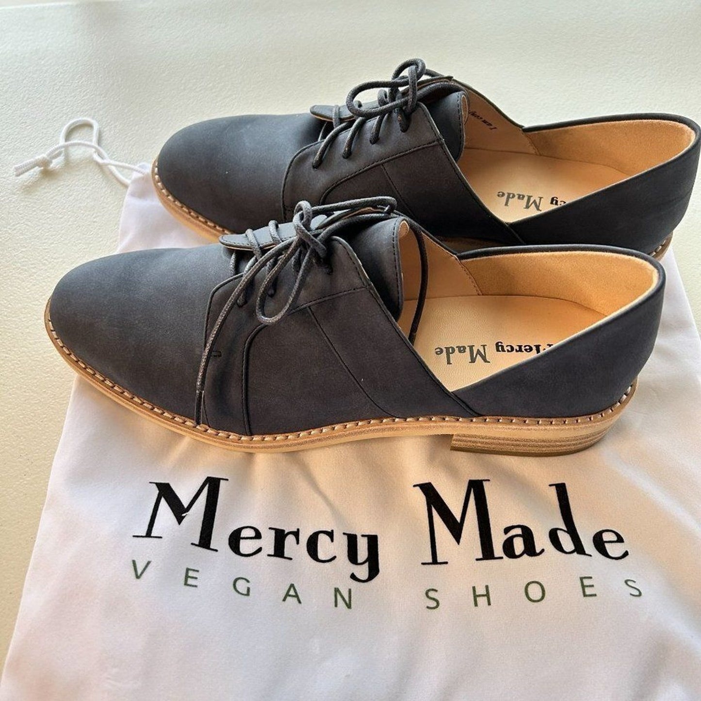 Mercy Made Vegan Shoes Women's Size 8 Sage Blue Oxfords New in Box