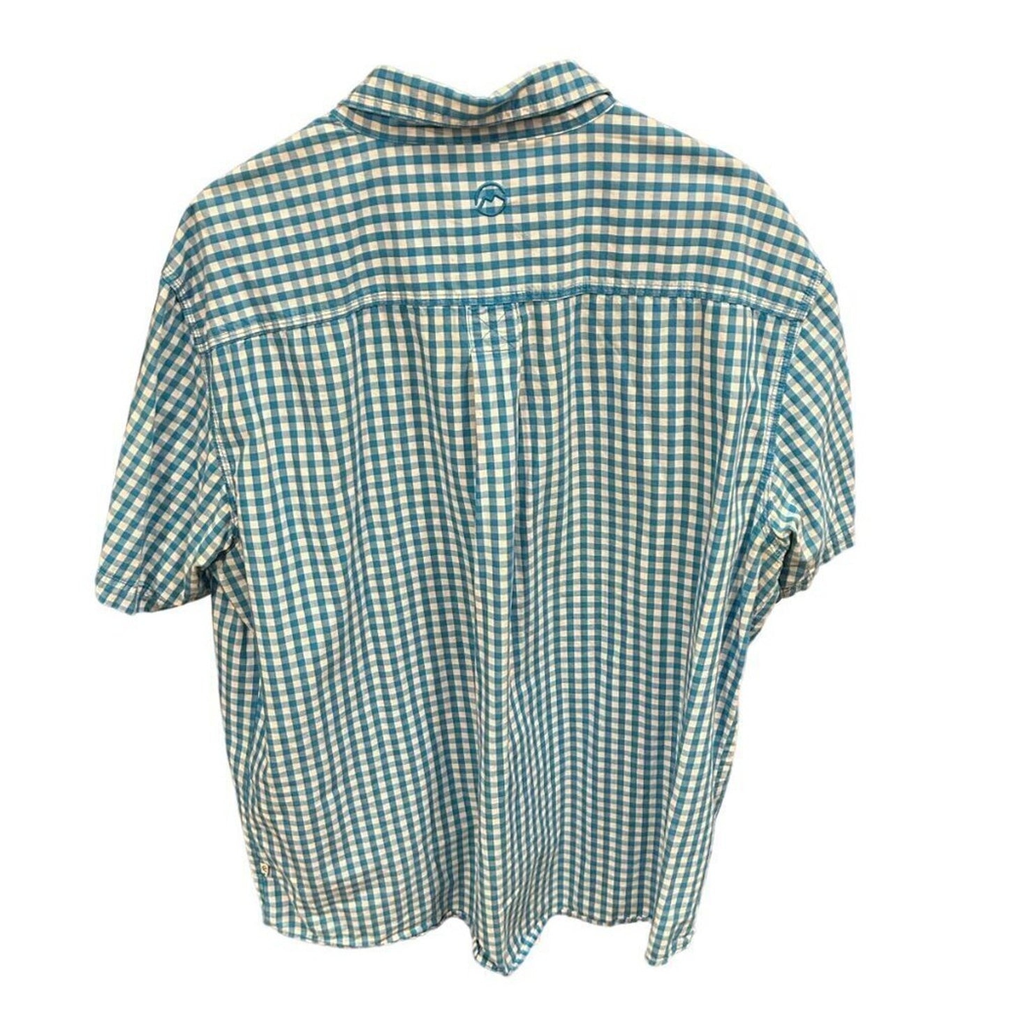 Magellan Outdoors, Men's Shirt Size 2XL, Aqua Blue, Gingham, Short Sleeve #M1396