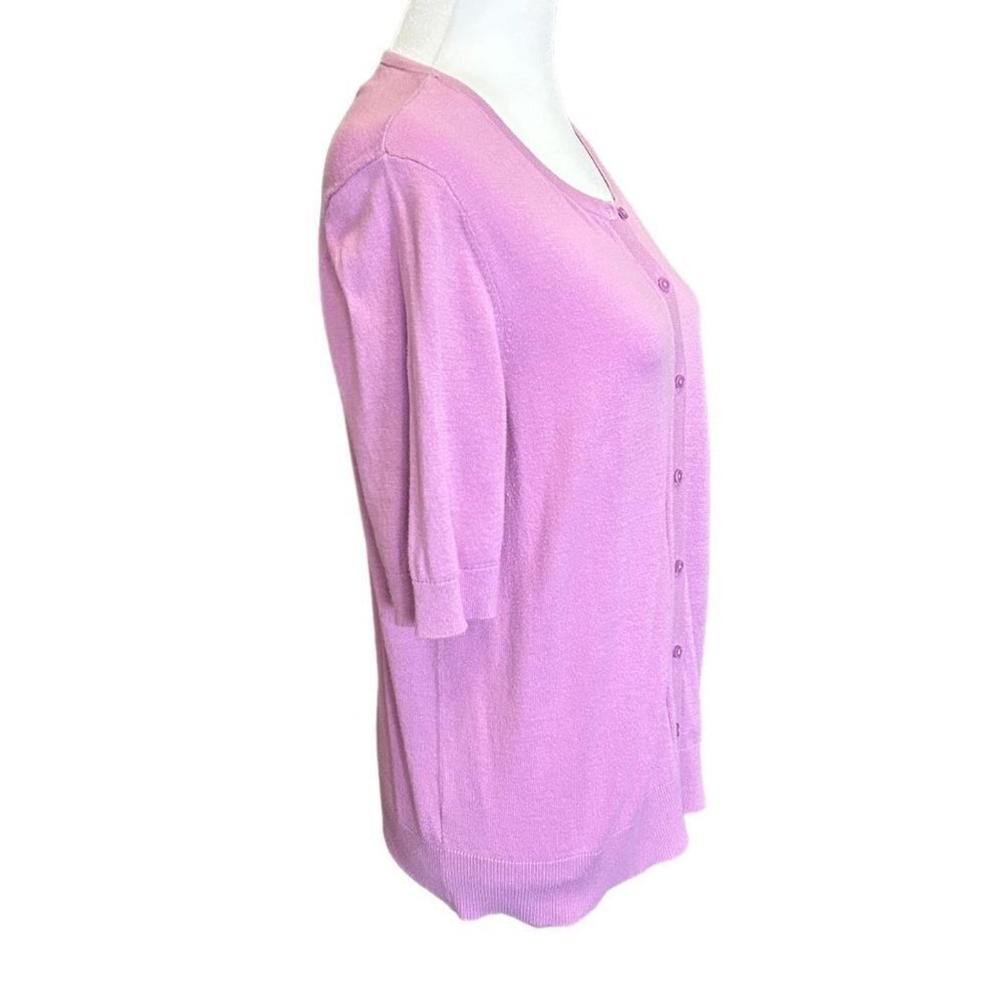 Loft Women's Sweater Top, Size L, Purple, Button up, Sht Sleeve #B1466