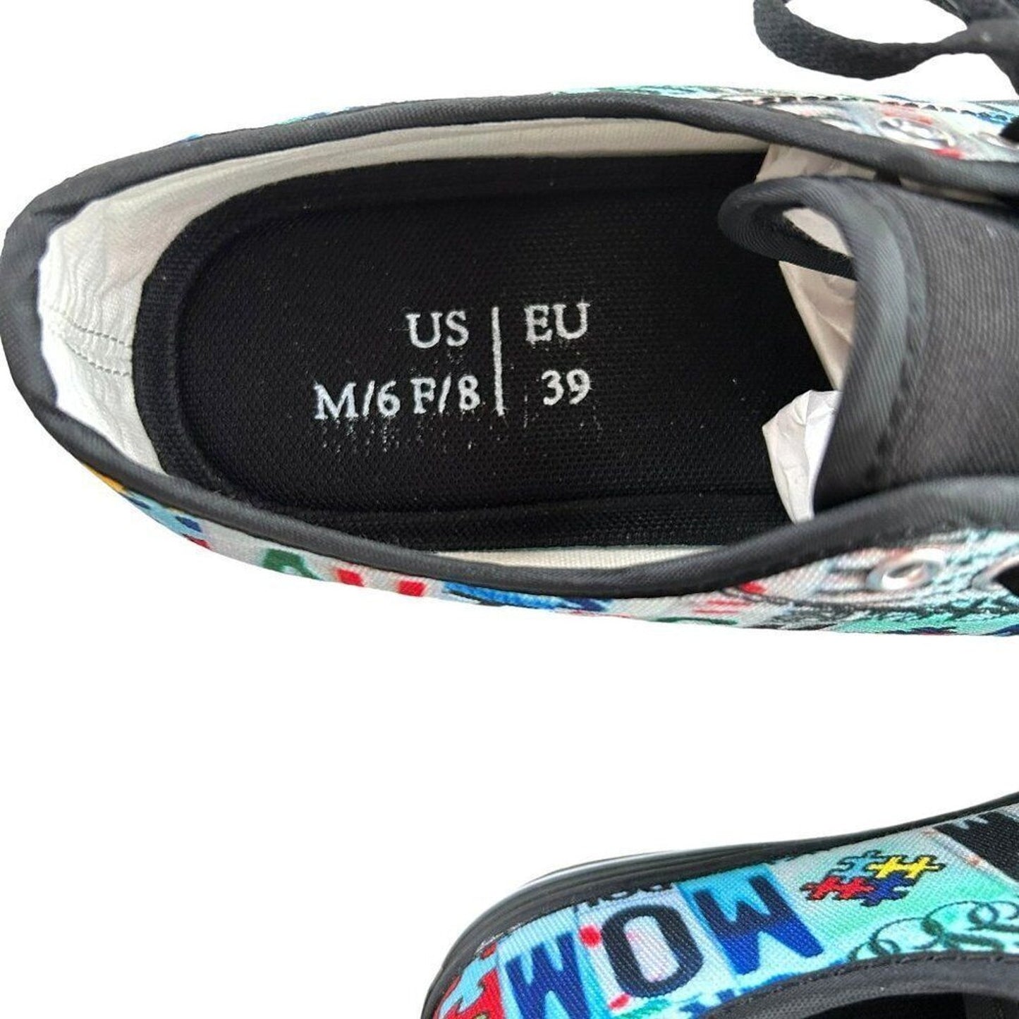 Autism Mom Custom Shoes Women's Size 8 License Plate Graphic Multi-Color #CR