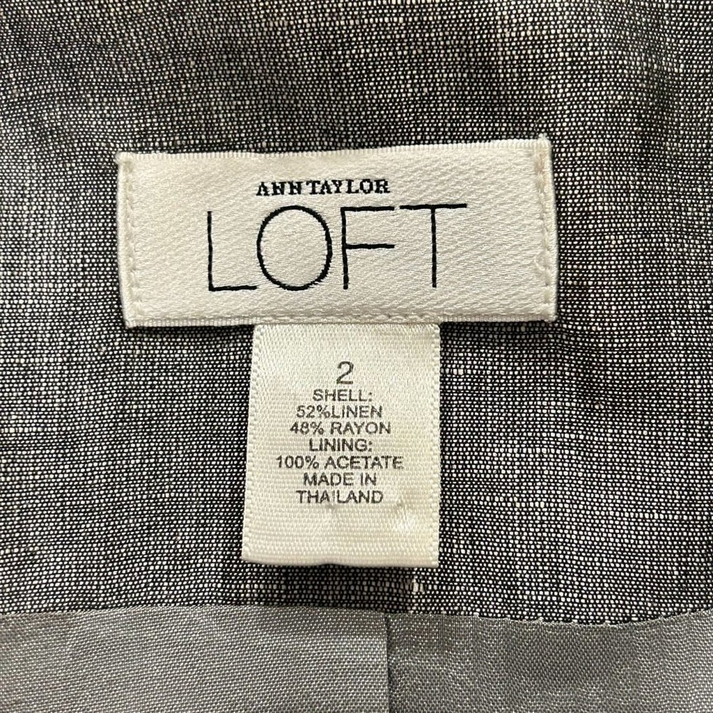 Ann Taylor LOFT - Womens Blazer Size 2 Linen Blend Gray, Button Front Classic #B