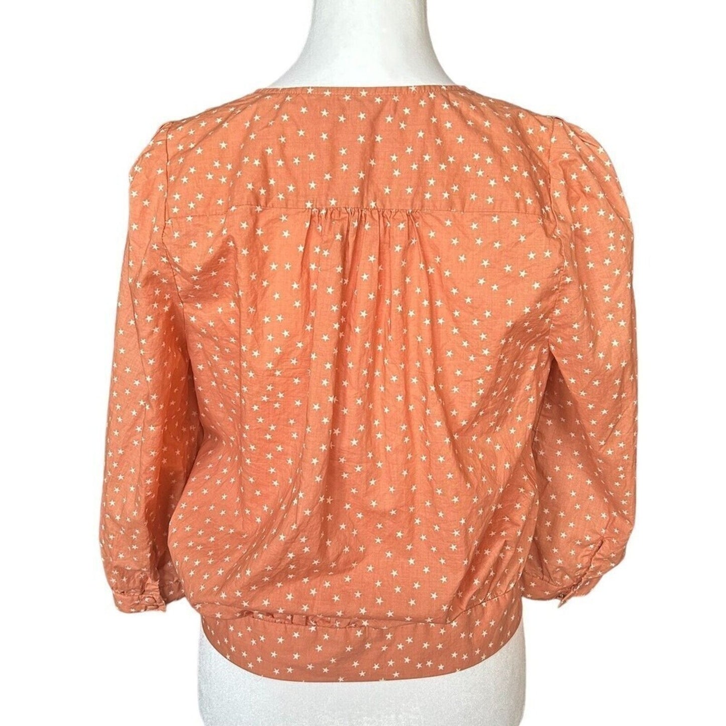 Madewell Wrap Top Womens Size Medium Star Scatter Puff Sleeve V Neck #G1261