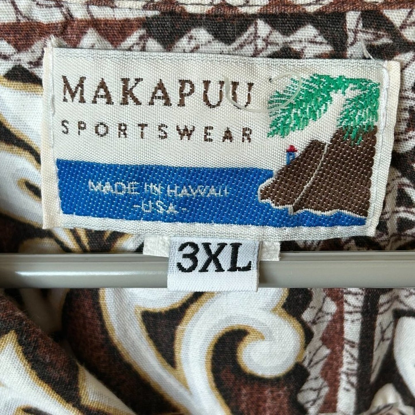 Makapuu Hawaiian Men's Shirt Size 3X Short Sleeve Button-up Brown Floral #F1217