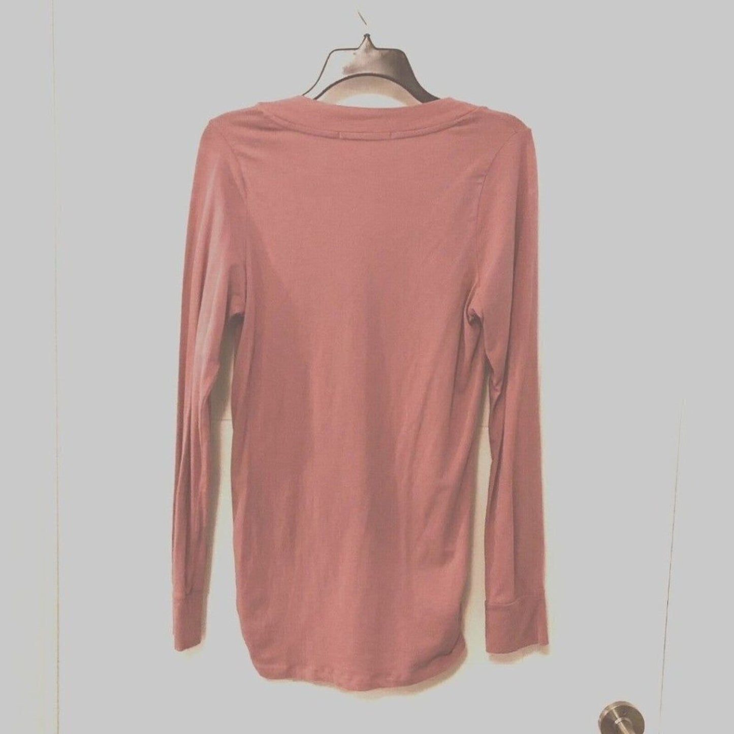 Color Thread Top Women Sz. ( L ) Light Red Brick Color V-Neck Long Sleeve